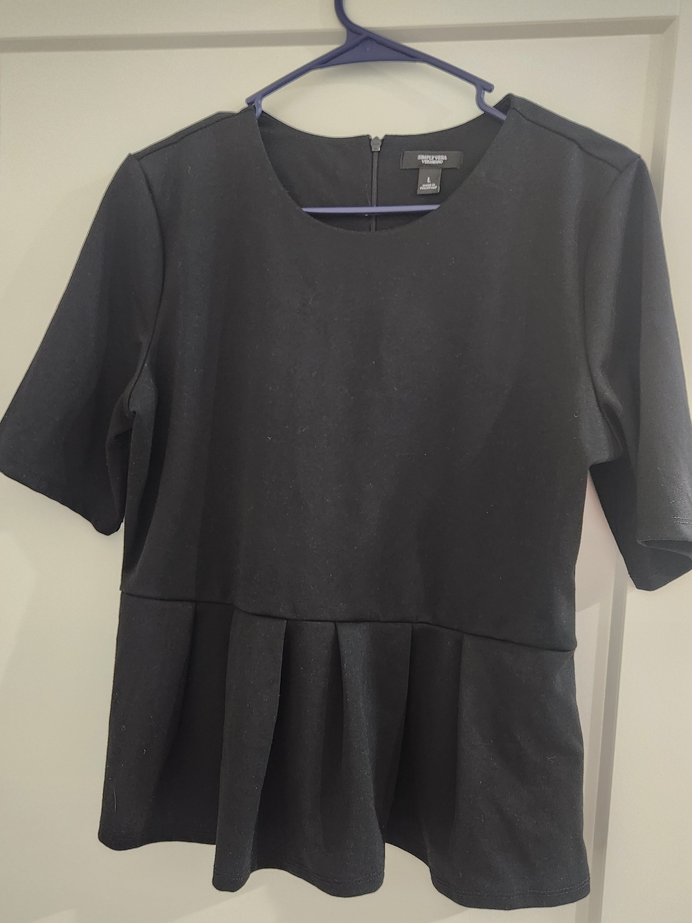 Simply Vera Vera Wang Black Short-Sleeve Peplum Top